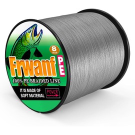 Frwanf 8 Braided PE Line for Fishing, Freshwater Fishing, Saltwater Fishing, Casting, Surf Fishing, Boat Fishing, 1000M No. 4, Gray