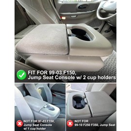 KBH Center Console Armrest Cover for 1999-2003 Ford F150 Accessories, Jump Seat, Polyester Fabric, Middle Console Lid Protector, Black