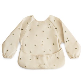 mushie Long Sleeve Baby Bib | Mess Free & Waterproof Fabric for Toddlers | Adjustable Fit for Ages 6-24 Months (Bees)
