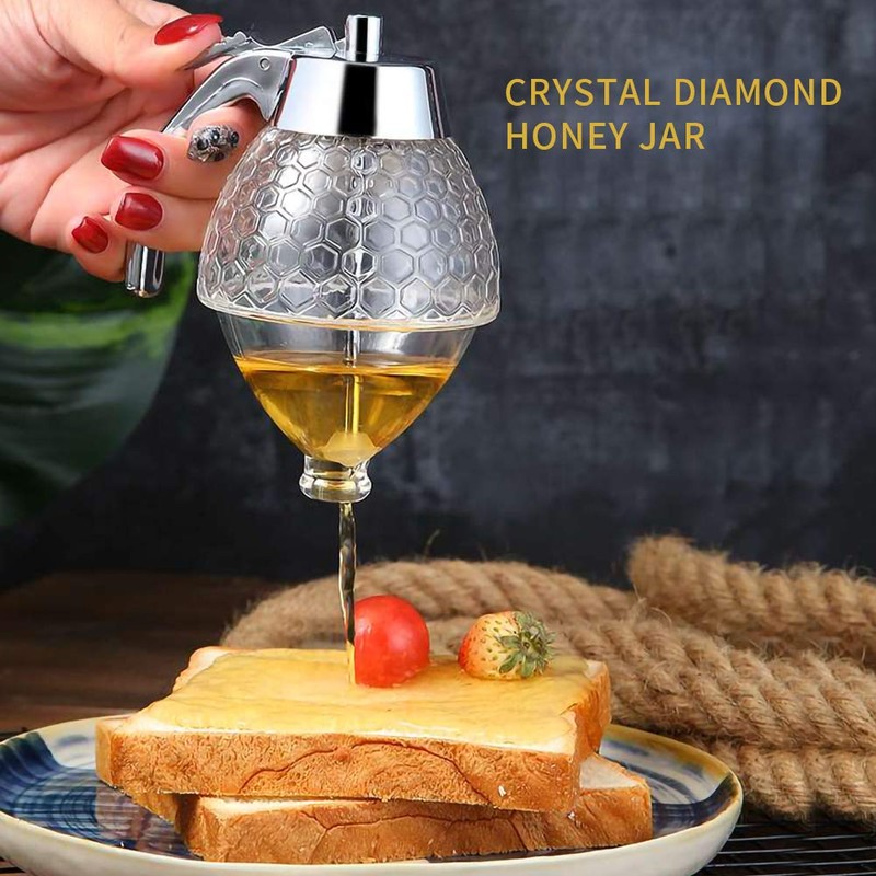 Honey Dispenser, Portable Acrylic Honey Jar Container, Honey, Syrup Container
