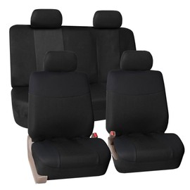 FH Group FH-FB056114 Modern Flat Cloth Car Seat Covers Black Color- Fit Most Car, Truck, SUV, or Van