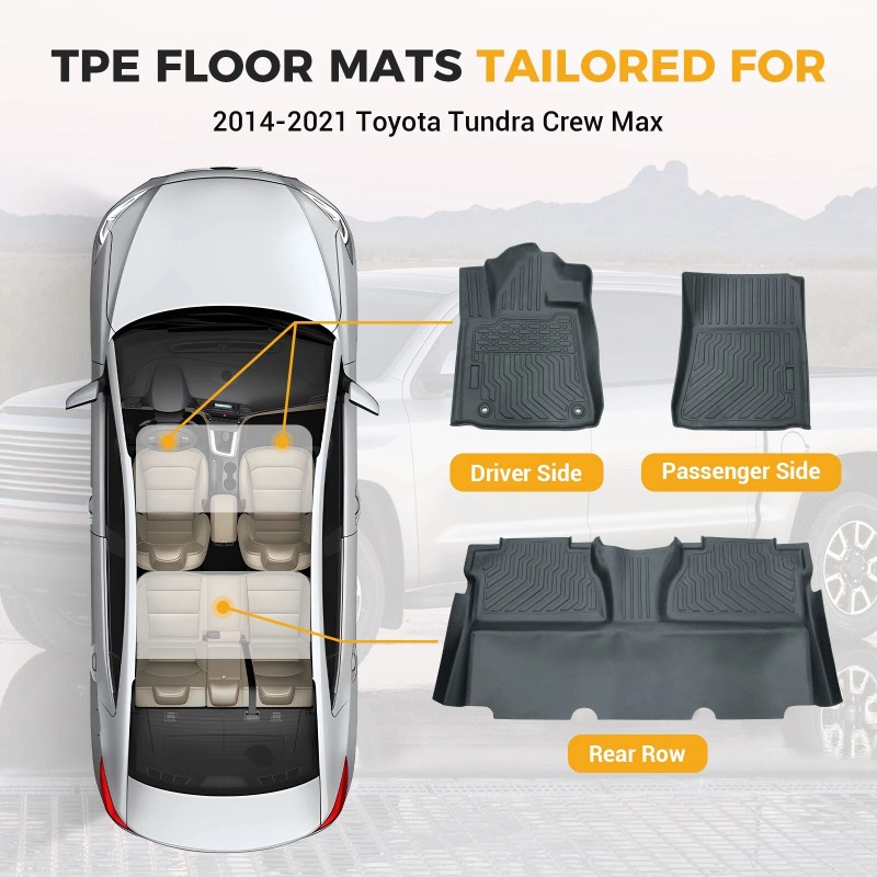 flysak-autoparts Tapetes Para Autos Coche De 2014-2021 Toyota Tundra Crew