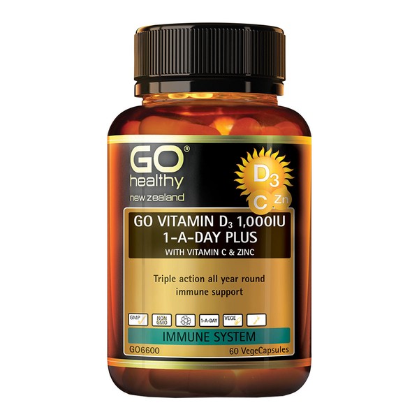 Go Vitamin D3 1,000IU 1-A-Day Plus with Vitamin C & Zinc - 60 vege capsules