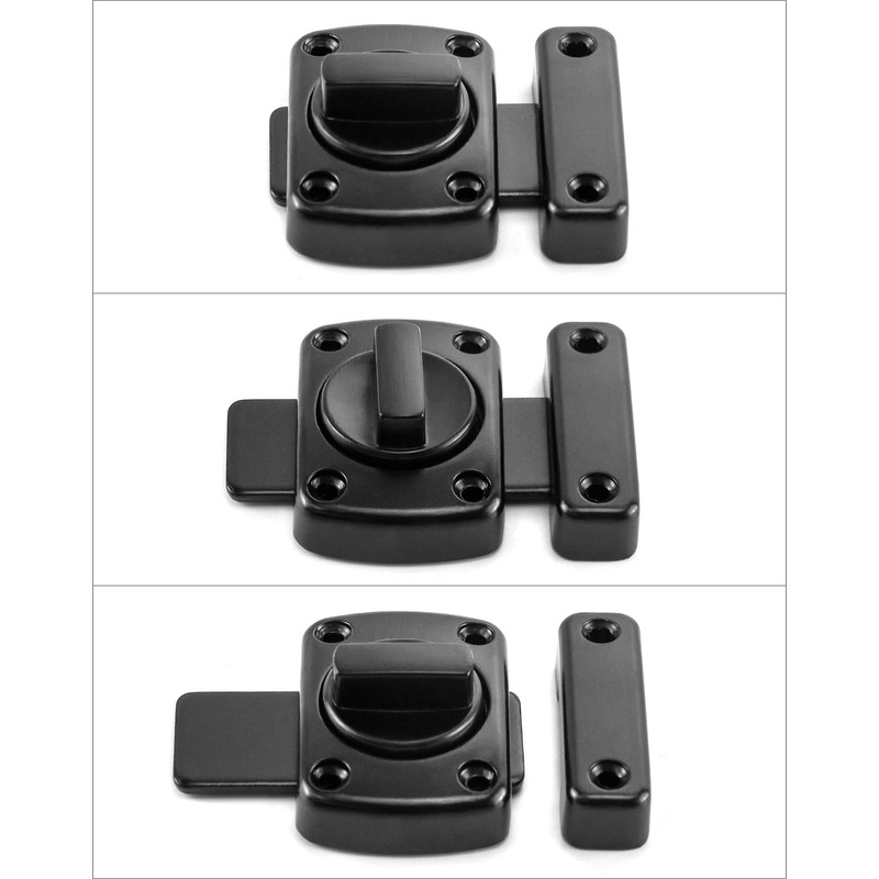 QWORK 2 x Black Stainless Steel Anti-Theft Door Latch Security