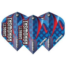 WINMAU Dart Flight - Professional Player - Prism Delta Garrett Rakowski Extra Thick 100 Micron - 1 Set per Pack (Total 3 Dart Flights) - Professional Dart Accessories - Blue & Red Flights