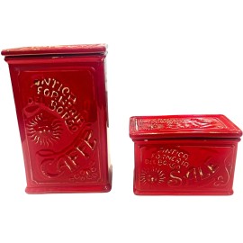 Sur La Table - Salt Box / Coffee Canister - Made in Italy Red - LOT of 2