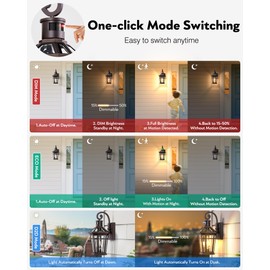 OPAXIS Motion Sensor Outdoor Porch Lights Wall Mount, 2 Pack Oil Rubbed Bronze Outside Garage Lights, Dusk to Dawn Exterior Lighting Fixtures, Anti-Rust Wall Lantern for Patio, Exterior Sconce Light