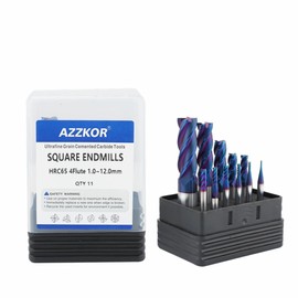 Carbide Square EndMill HRC65 Double Edge 4 Flute TIAiN Coating Tungsten Steel Milling Cutter for Metal Steel HRC65 1.0-12.0mm Series 11pcs Set