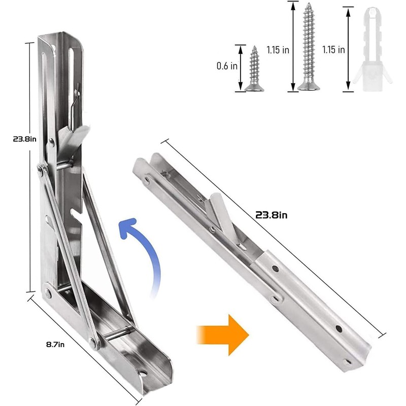 Folding Shelf Brackets 24 inch 2 Pcs - Heavy Duty
