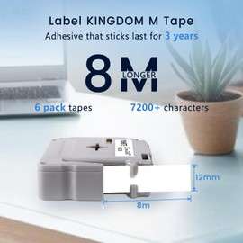 M-K231 12mm 0.47 Black on White Label Tape Label KINGDOM Compatible with Brother Label Maker Tape M-K231 PTM95 M-K231S MK231 M-231 for Brother PT-M95 PT-70BM PT-90 PT-85 PT65 PT45 Label Maker,6-Pack