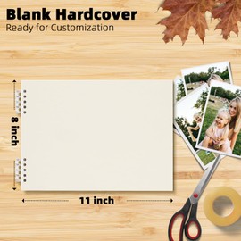 Hiwhy Scrapbook Photo Album 11" x 8" Picture Book DIY Scrap Book Hardcover Kraft Paper Scrapbook Supplies for Family, Birthday, Anniversary, Wedding, Cream