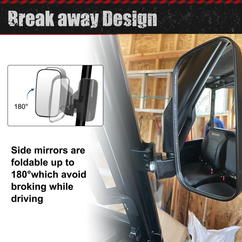 Ranger Side Mirrors - UTV Sideview Mirror with Profit/Profile Clamp