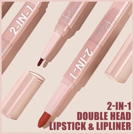 MIELIKKI Lip Liner and Lipstick Makeup Set, 2-in-1 Double Head Lipstick, Highly Pigmented Matte Lip Crayon, Long Lasting, Waterproof, Nonstick Cup, Lip Makeup Gift, #06