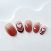 Spring Heart Press on Nails Short Oval Fake Nails Ombre
