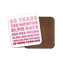 Square Single Coaster - 60 Years 60th Happy Birthday Friend Mum Girls Pink Gift #77828
