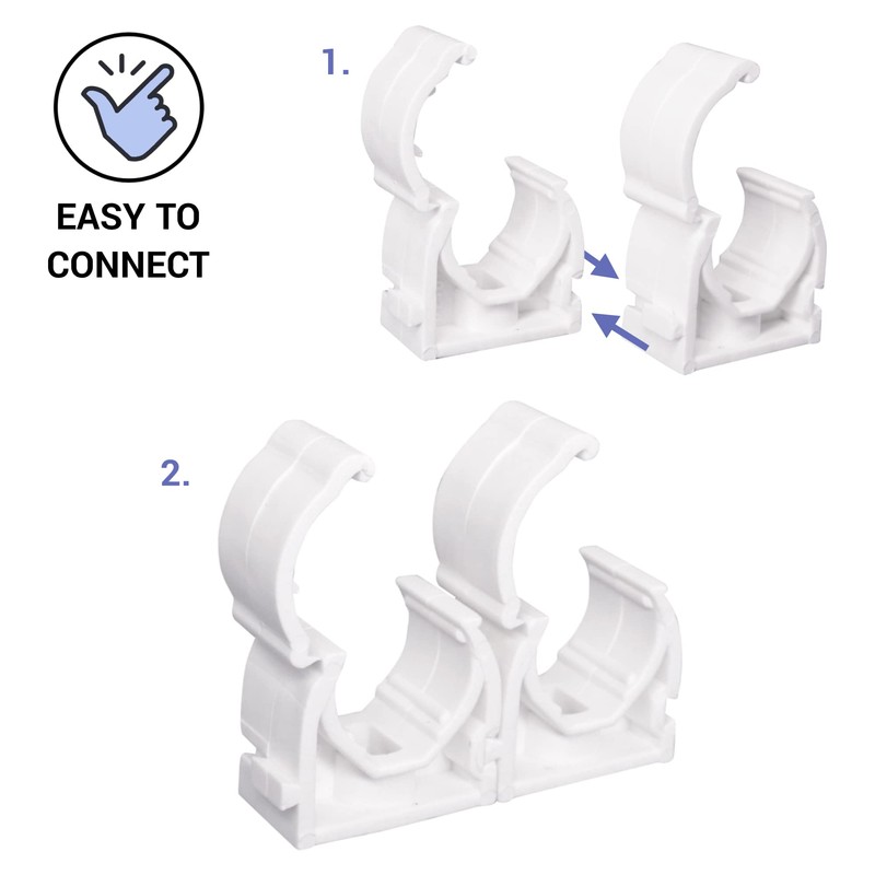 SKIR'CO (10 pcs) Pipe Clips, Plastic Clamps for 22 mm