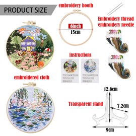 TYXHXTF 2 Pieces Embroidery Set for Beginners, Embroidery Set Adults, Embroidery Set for Beginners, Cross Stitch Kit, Cross Stitch Set for DIY Art, Crafts, with 2 Pieces Embroidery Hoops, Instructions