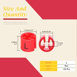Rustark 150 Pcs Red Large Size Colored Hanger Sizer Garment Markers Kit Plastic Clothes Hanger Color-Coding Coded Size Clips with Storage Box (L)