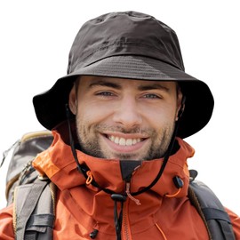 TOP-EX Large Size Waterproof Hat, Rain Hat, Bucket Hat, Stylish, Rain Cap, Sun Hat, Men's, Hat, Wide Brim, Rain Cap, Hat, UV, Outdoor Activities, Cycling, Climbing, Fishing, Black