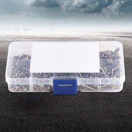 800 Tornillos Autorroscantes de Cabeza Plana M2, Juego de Sujetadores para Carpintería de Uso General con Caja, Acero Al Carbono Niquelado