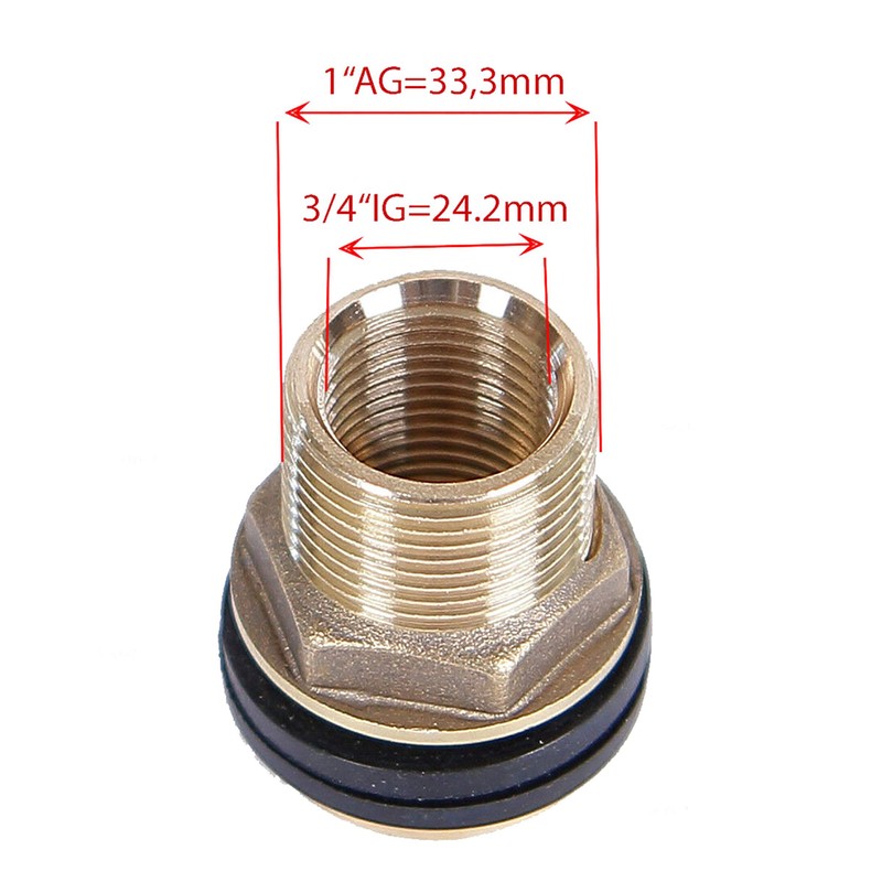 Tank Fitting + Tap 19 mm Barrel Fitting 3/4 Inch