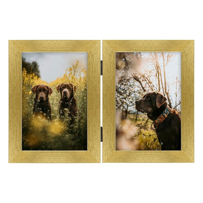 Frametory, 5x7 Double Picture Frame Hinged 2 Photos Frame Collage,