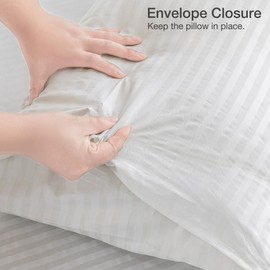 JELLYMONI Cotton Standard Pillowcases Set of 2, Soft and Cozy, Wrinkle, Fade, Stain Resistant with Envelope Closure Bed Pillow Cases, Satin Striped Printing Pattern, 20x26 Inches