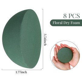 8 Pcs Half Ball Floral Dry Foam Green Floral Foam Round Foam Block Dry Foam Balls Large Flower Foam Craft Foam for Artificial Plant Bouquet Arrangement DIY Craft (3.54 x 1.77 Inches)