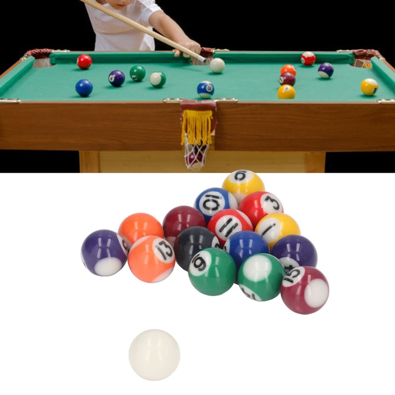 Mini Pool Ball, Complete 16 Balls Set with Cue Ball,