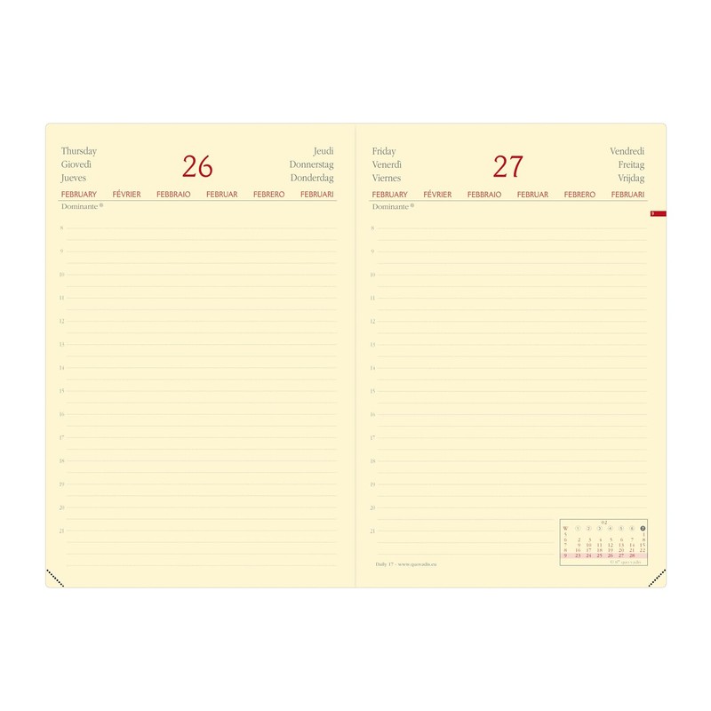 Daily 17 Silk Black and White Appointment Calendar Table Format
