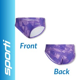 Sporti Boys Athletic Swim Briefs, Chlorine-Resistant Lycra Xtra Life 4-Way Stretch, UPF 50+, Anti-Chafe Drawcord Fit, Competition & Training Swimwear - Purple - 24