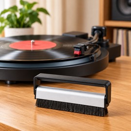 Carbon Fiber Vinyl Record Cleaning Brush for Turntables – Compact Dust Cleaning Tool for LP Record Care