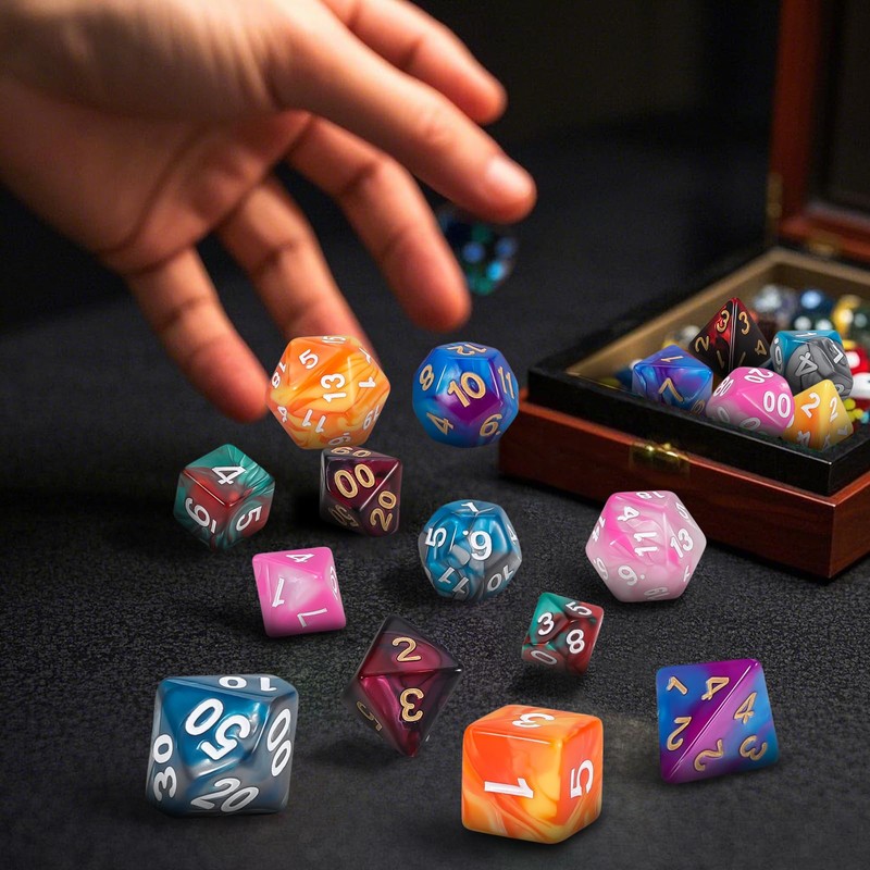 QMay DND Dice Sets - 6 X 7 Polyhedral Dice