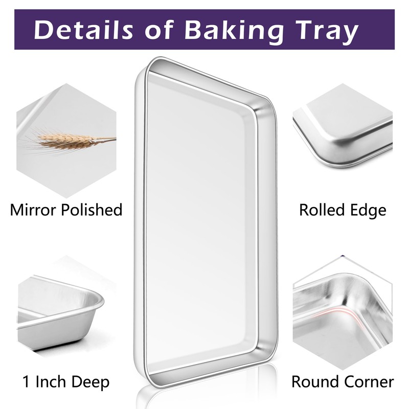 TeamFar Toaster Oven Pan Set of 2, Stainless Steel Toaster