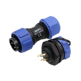 HangTon SP17 3 Pin Plug Socket Connector Aviation Circular Male Female 10A, Dustproof Cap 14AWG Wire for Industrial Power Outdoor Application