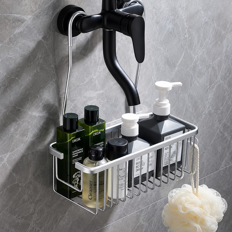 Aluminum Shower Shelf for Bathroom Storage – No-Drill Metal Organizer
