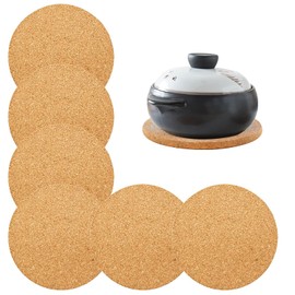 Enkrio 6 Pack Round Cork Trivets 0.4" Thick Round Cork Trivet Heat Trivet Mat for Hot Pot Pan Kettle Dishes Plants