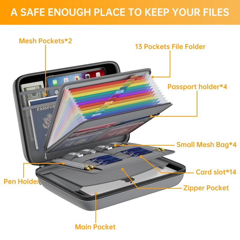 DocSafe Fireproof File Organizer with Lock, Hard-Shell Case Fireproof Document
