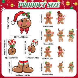 Gingerbread Man Christmas Tree Topper Head Arms and Legs Gingerbread Man Christmas Tree Candy Santa Hat Gift Ornaments Hanging Decorations for Funny Holiday Indoor Home Decorations Party Supplies