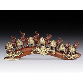 Everspring Import Elephants Walking on Bridge with Gold Decoration Figurine Wildlife Animal New