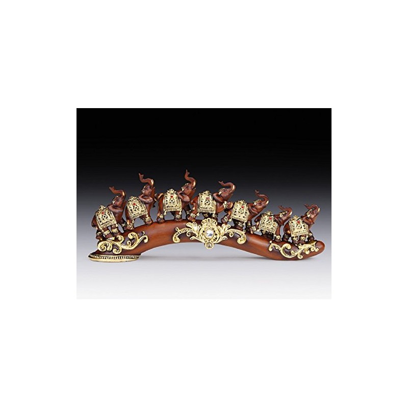 Everspring Import Elephants Walking on Bridge with Gold Decoration Figurine