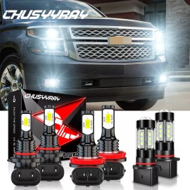 CHUSYYRAY For Chevy Suburban 2015-2020 6x 6000K LED Headlight Bulbs Hi/Low Beam Fog Light
