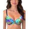 VIVISENCE Bikini Top Padded with Underwire Adjustable Straps Tropical Pattern