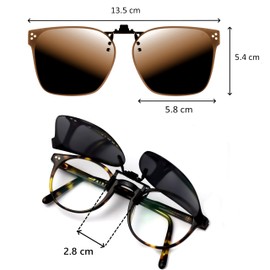 CREYESTAL Polarised Sunglasses Attachment Glasses, Sunglasses Clip, Liftable and Ultralight, Men, Women, 100% UV400, Brown Glasses