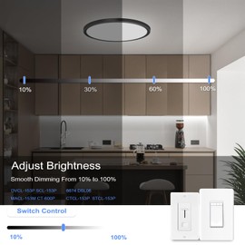 2 Pack 12 Inch LED Flush Mount Ceiling Light Fixture 28W 3200LM Dimmable 5 Color Temperature in One Super Slim Round Ceiling Lamp Low Profile Ceiling Lights for Living Bedroom Kitchen Laundry Black