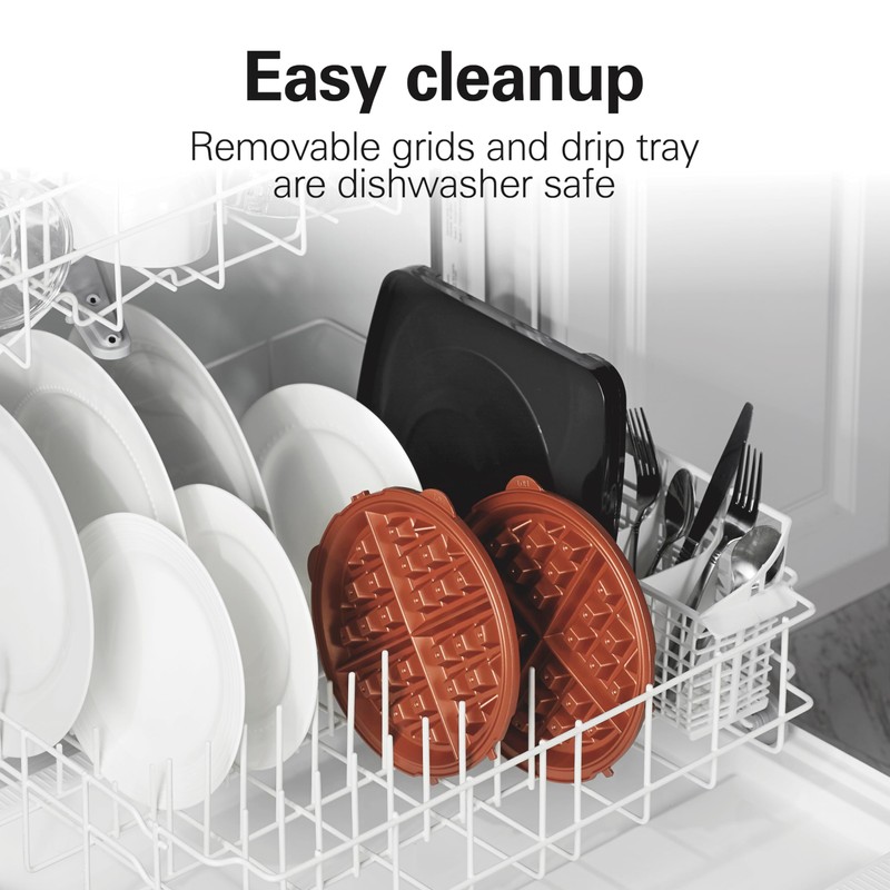 Hamilton Beach Belgian Waffle Maker with Removable PFAS-Free Durathon Nonstick