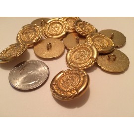 All Metal Gold Tone Shanks w/ Crown/Leaf Pattern - .75" diameter (set of 12)