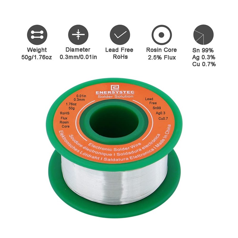 Ultra-Thin Solder Wire 0.01in 0.3mm Rosin Core Flux 2.5, Lead