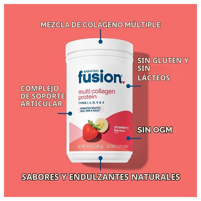 Bariatric Fusion- Fresa Pltano Multi Colgeno Protena en Polvo Plus