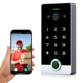 Smart WiFi Video Intercom & Doorbell Tuya Access Control System, All-Metal Fingerprint Keypad 1080P Night Vision Camera, Video Monitoring, Fingerprint/Password/Card/Tuya APP Remotely Unlock